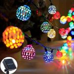 guirlande lumineuse solaire 5m 20leds violet géométrique moderne extérieur nocturne halloween noël mariage