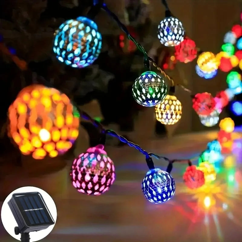 guirlande lumineuse solaire 5m 20leds violet géométrique moderne extérieur nocturne halloween noël mariage