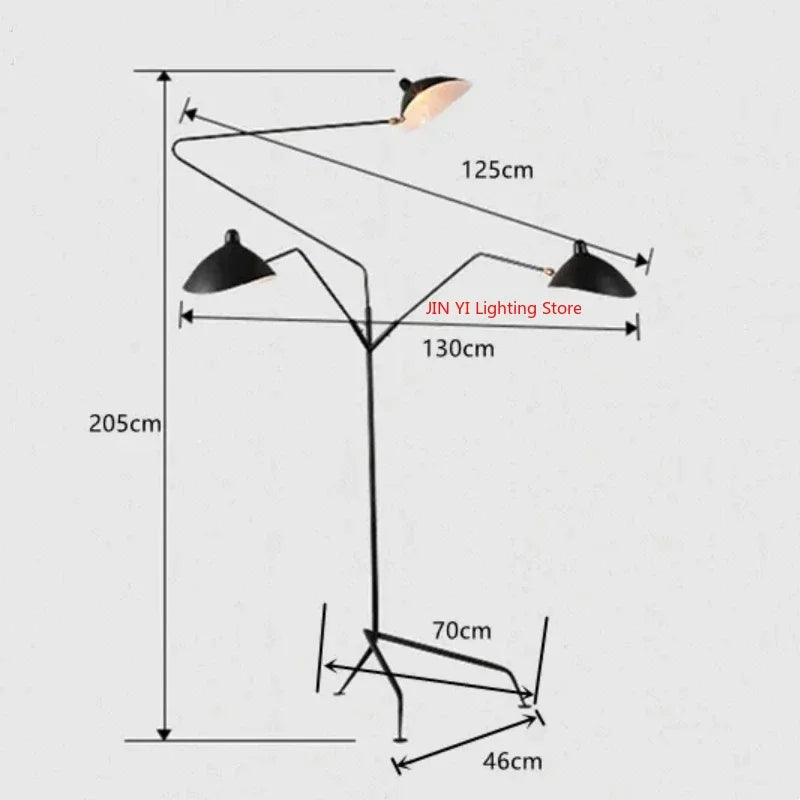 lampe sol moderne trépied noir aluminium 21w 90v 260v led interrupteur bouton