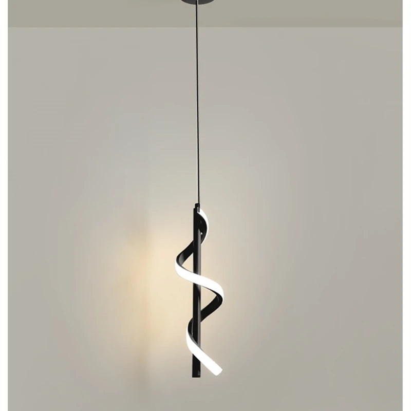 Suspension lumineuse moderne spirale noire blanche ajustable 100 150cm salon chambre