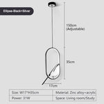 Suspension lumineuse ovale contemporaine oiseau noir doré salon chambre