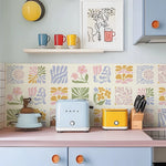 autocollants carreaux floraux bleu jaune modernes cuisine salle bain stickers muraux adhésifs haute qualité