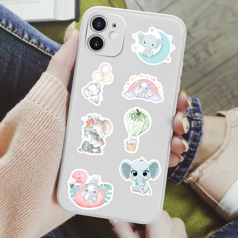 stickers éléphants cartoonaufs adhésifs multi couleurs adultes teens waterproof vinyl Pods Random