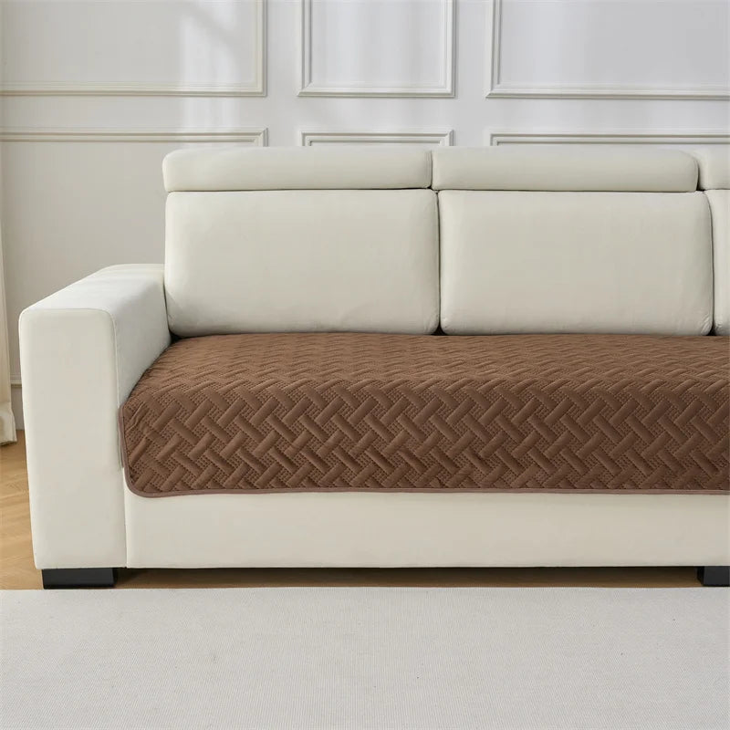 housse canapé velours protection coussin salon motif géométrique moderne antidérapante grise marron