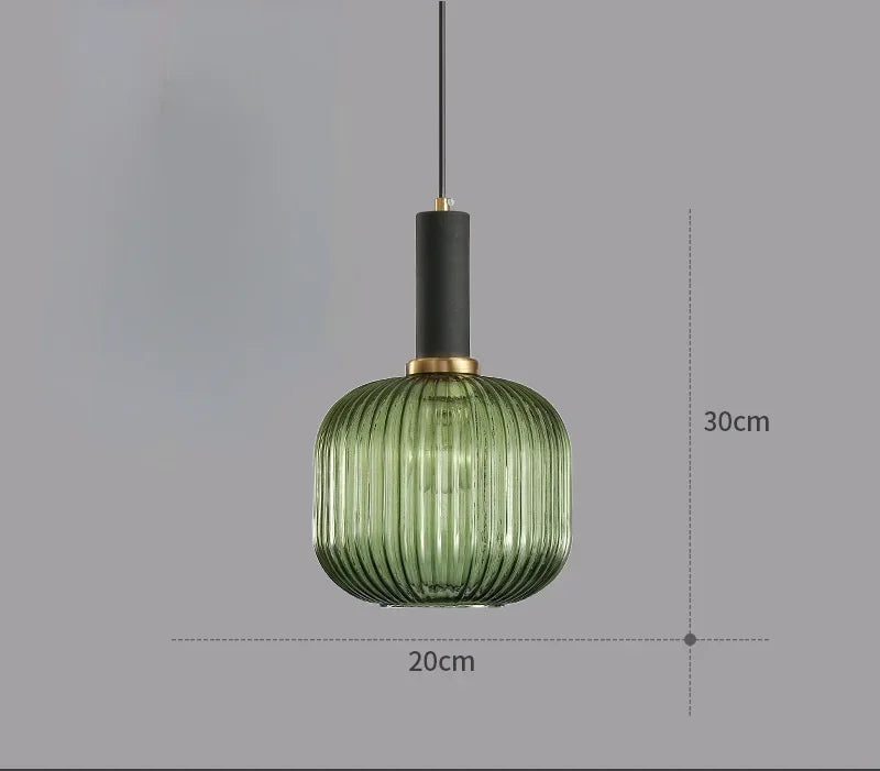 suspension lumineuse moderne vert rayures opacité câble noir chambre salon étude principal