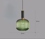 suspension lumineuse moderne vert rayures opacité câble noir chambre salon étude principal