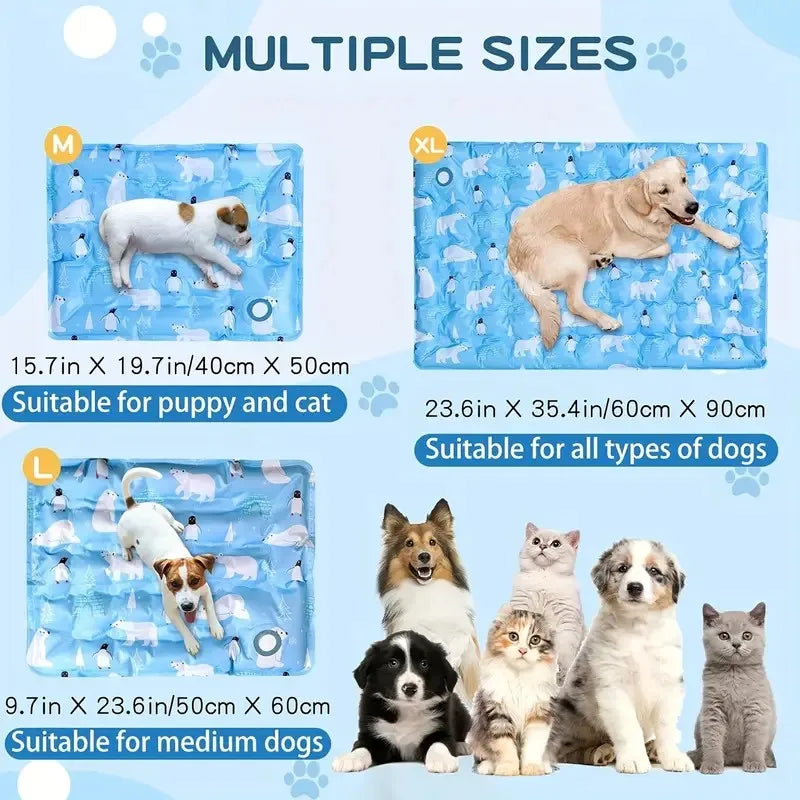 tapis refroidissement animal flocons neige polaire bleu clair moderne double bouchon orifice remplissage sécuritéintérieur