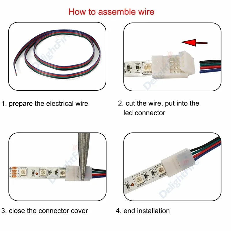 connecteurs led ruban adhésif moderne broches 10mm blanc opaques 5a 24v ws2812b rgb