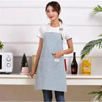 tablier cuisine coton rayures horizontales poche avant ceinture ajustable vert clair gris clair rose