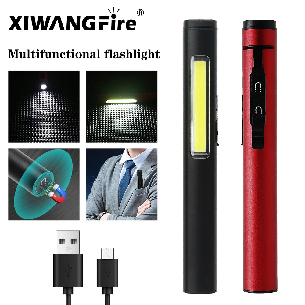 lampe torche multifonctionnelle rechargeable led spot flood uv clip aimant métallique moderne