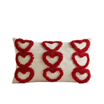 taies d'oreiller coeurs brodés blanc rouge rose pâle artisanal fermeture éclair opaques lit polyester
