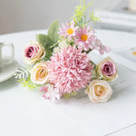 bouquet fleurs artificielles velours rose blanche intérieur décoration mariage anniversaire classique