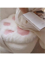 tapis blanc rose pâle motif pattes chat doux fourré acrylique daim moderne chambre maison