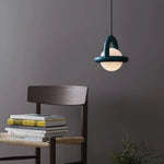 suspension lumineuse moderne pendentif acrylique noir blanc orange bleu rouge anneau métal lampe LEDflux60