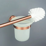ensemble accessoires salle bain moderne métal or rose porte serviettes barre crochet mural
