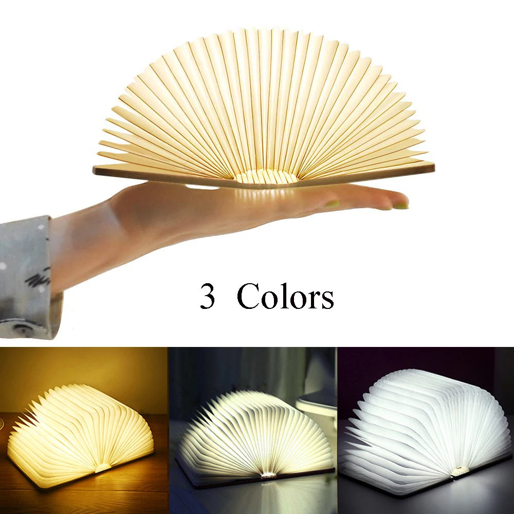 lampe led livre lumineux bois rechargeable enfants pliable anniversaire vacances nocturne atmosphère