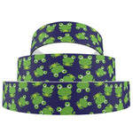 ruban gros grain polyester grenouille animaux fleurs coeurs vert bleu blanc imprimé emballage cadeaux
