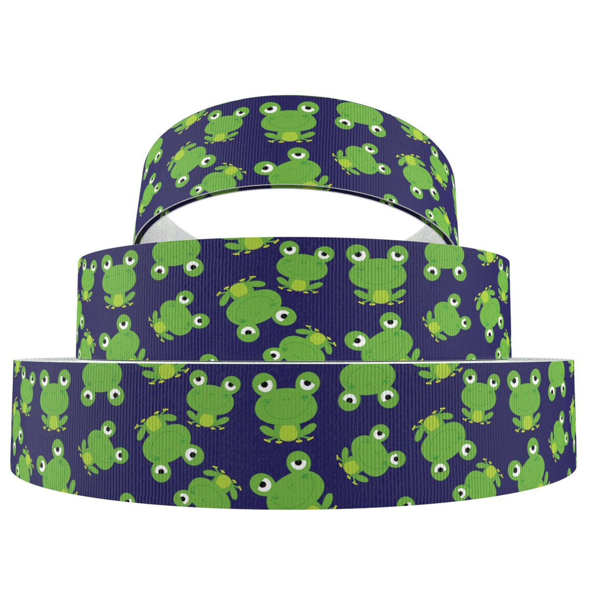 ruban gros grain polyester grenouille animaux fleurs coeurs vert bleu blanc imprimé emballage cadeaux