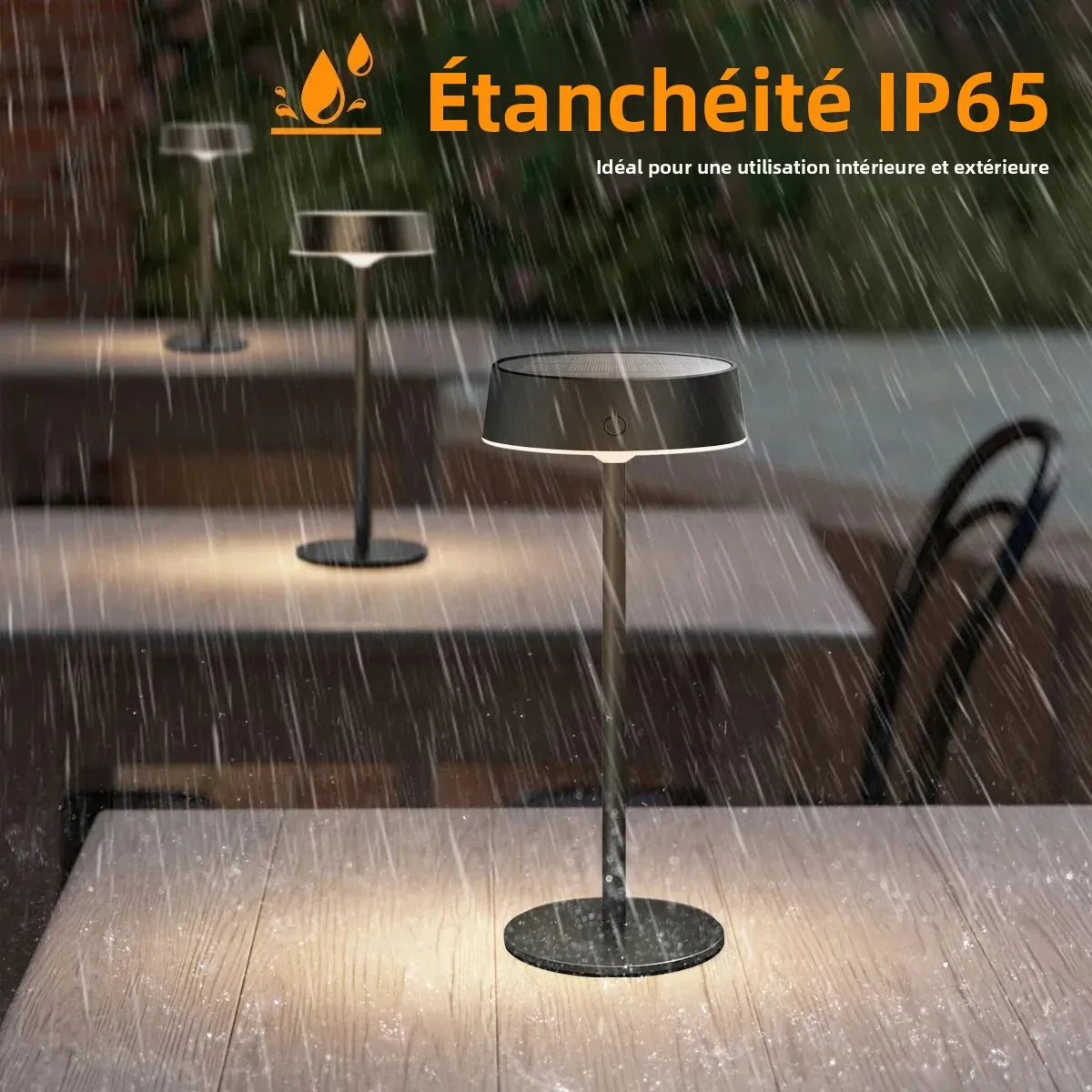lampe table solaire rechargeable usb led dimmable moderne noir portable chambre