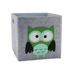 boîte rangement tissu felt pliable animaux motif gris clair enfant jouets vêtements poignées