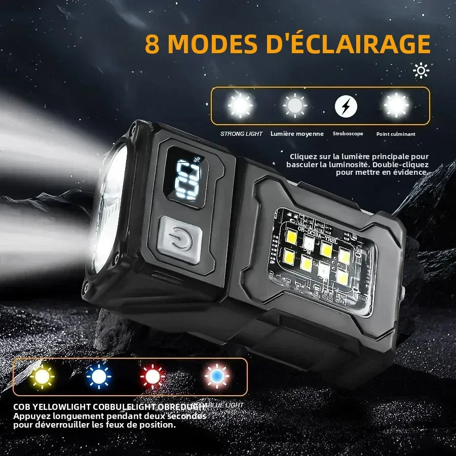 lampe torche rechargeable led usb aimantée moderne 800 lumens 10w variateur modes campingurgence