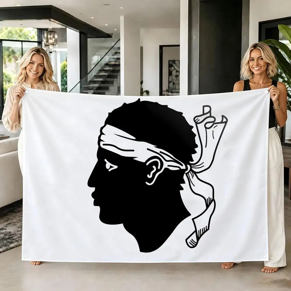 drapeau corse silhouette homme foulard graphique blanc noir décoration murale salle manger salon