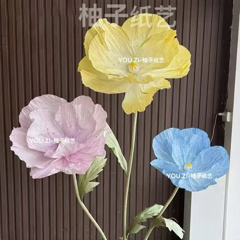 décoration mariage fleurs artificielles papier bleu rose violet jaune extérieur champêtre