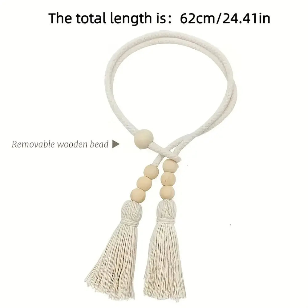 rubans rideau boho chic pompons bois beige clair inclusion accessoires fenêtre modernehôtel