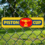 plaque publicitaire vintage graphique piston couleur jaune bleu rouge anti poussière mur facile