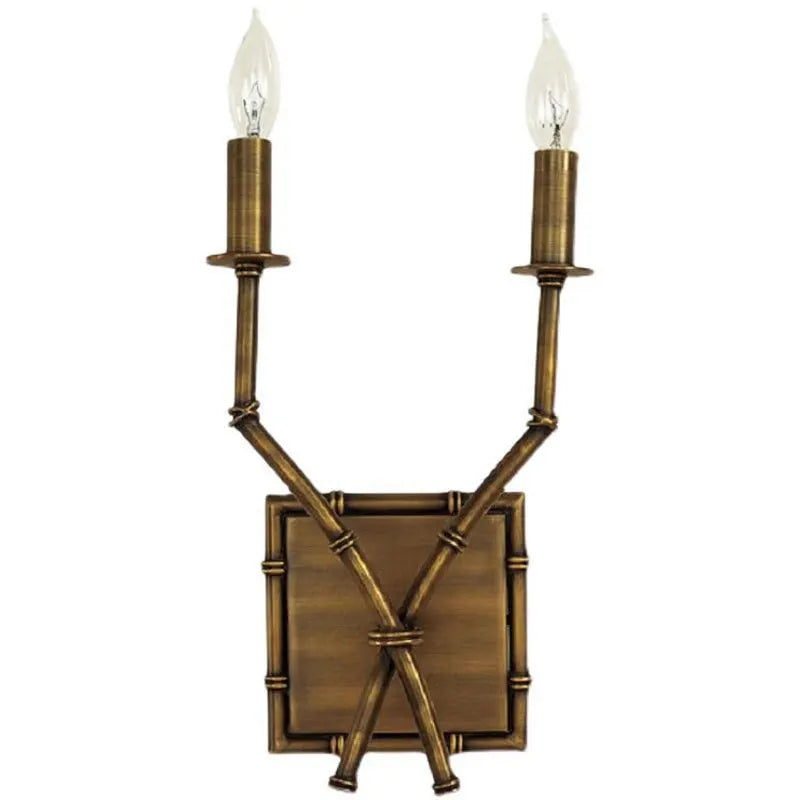 applique murale deux lampes bambou abat jour tissu bronze beige moderne rustique chambre cuisine