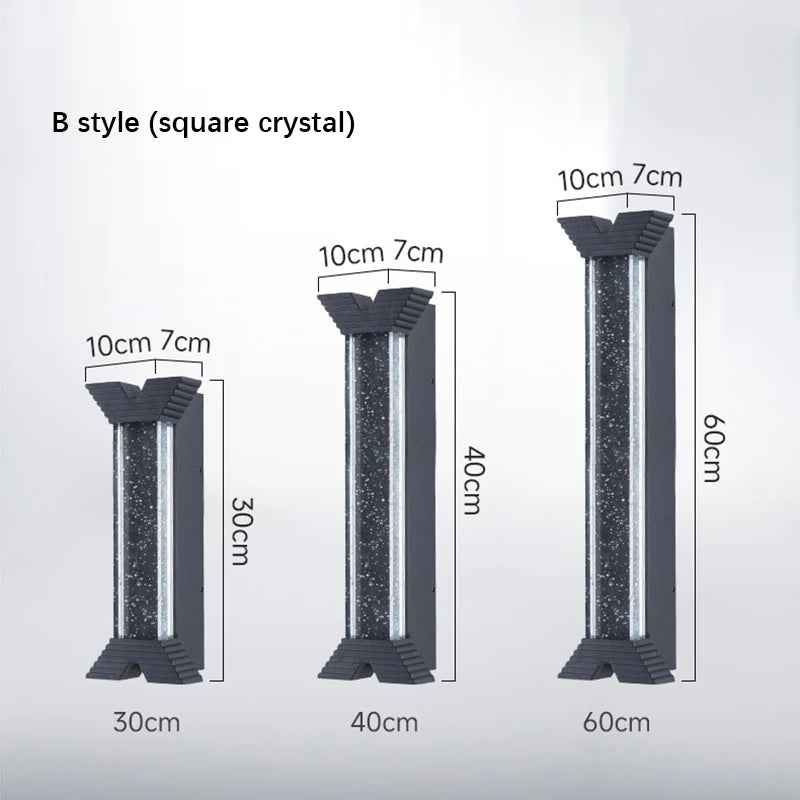 applique murale led moderne cristaux scintillants noir doré ip55 30cm 40cm 60cm
