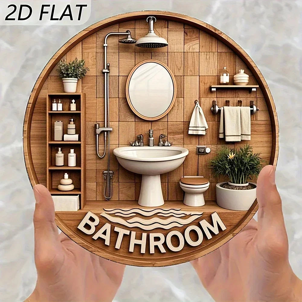 plaque decorative salle bain bois naturel moderne 20cm bathroom blanc minimaliste