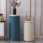 support décoratif moderne marbre doré bleu orange marron beige rayures verticales hauteur 60cm 80cm