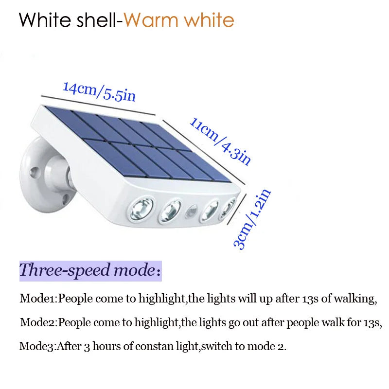 lampe solaire murale détecteur mouvement led blanc moderne verre trempé ipx65