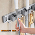 porte balai mural moderne adhésif gris blanc noir Brosse balai gant serviette spray