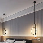 lampe suspendue anneau or noir moderne minimaliste sphère lumineuse chaîne métalliqueflux lumineux haute qualité