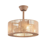 lampe suspendue tissu tressé beige moderne rustique télécommande led salon chambre