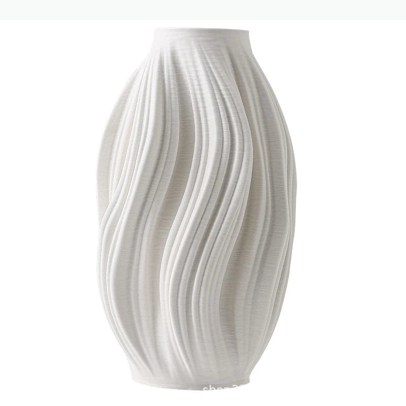 vase céramique blanc rayures ondulées moderne décoration intérieur plissé tridimensionnel transparent table