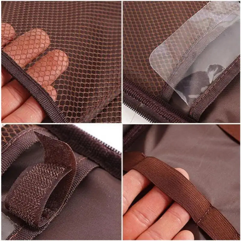 sacoche couverts cuisine portable camping barbecue spatule louche couteau fourchette pince ciseaux économe marron