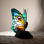 lampe poser moderne papillon verre coloré art deco multiple couleurs interrupteur câble daluminium
