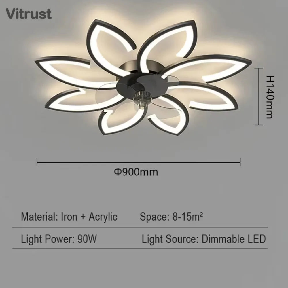 plafonnier moderne or noir feuilles stylisées led télécommande flux lumineux 2000 82000 tension 110