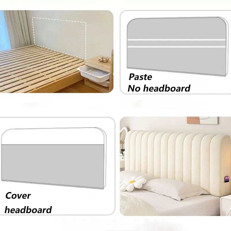 tête lit moderne velours uni beige clair adhésif poche smartphone grande tailleversiblewasher