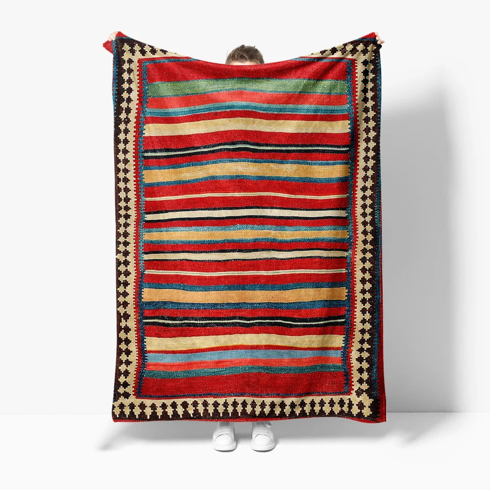 Tapis kilim rayé vintage ethnique peluche portable décoration maison printemps automne 100x130cm 150x200cm