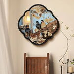 miroir mural vintage fleurs oiseaux artisanal noir blanc chambre salon