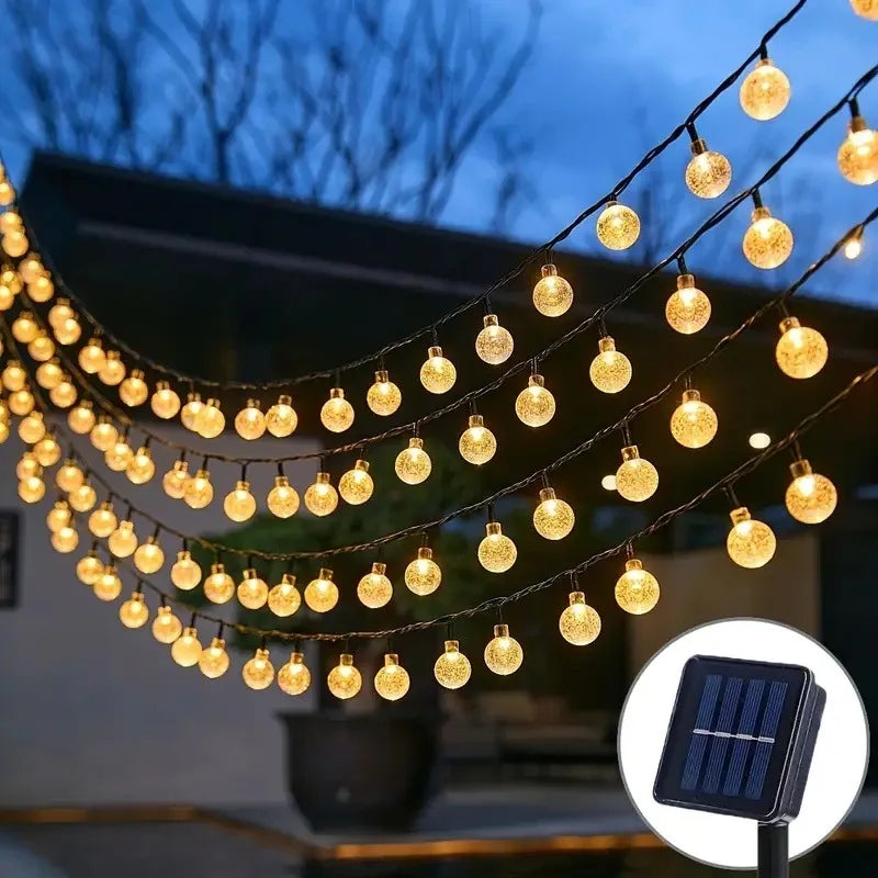 guirlande lumineuse solaire extérieure translucides blanc chaud décoration jardin terrasse fête noël