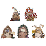 décoration maison porte miniature bois fantaisie motifs champignons rouges vertes