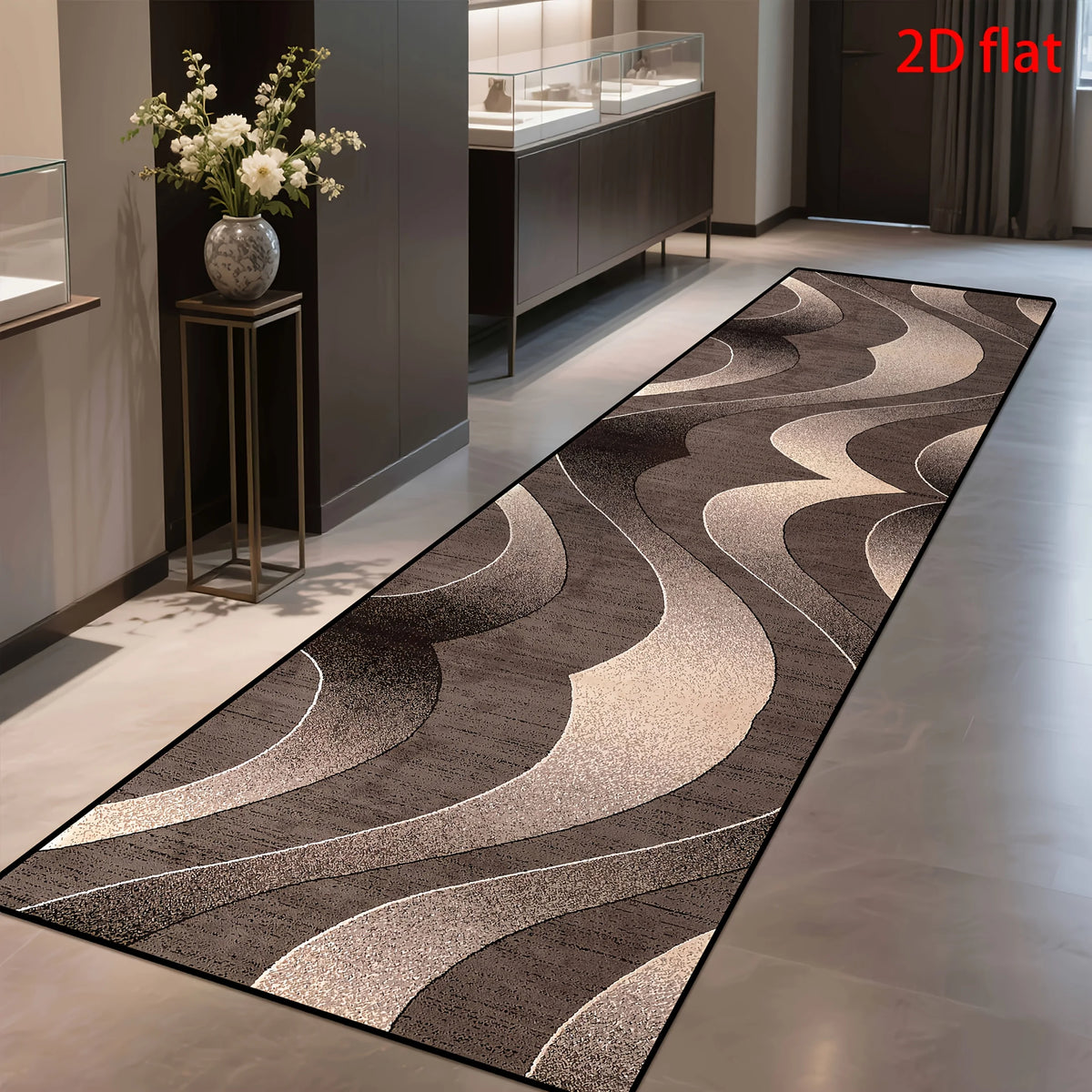 tapis moderne abstrait gris marron duveteux antidérapant polyester polypropylène extérieur prière chambre commercialisation