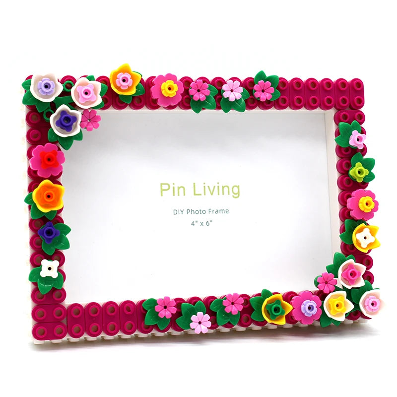 cadre photo diy rose fuchsia vert jaune blanc violet orange floral enfantin 4x6 inches