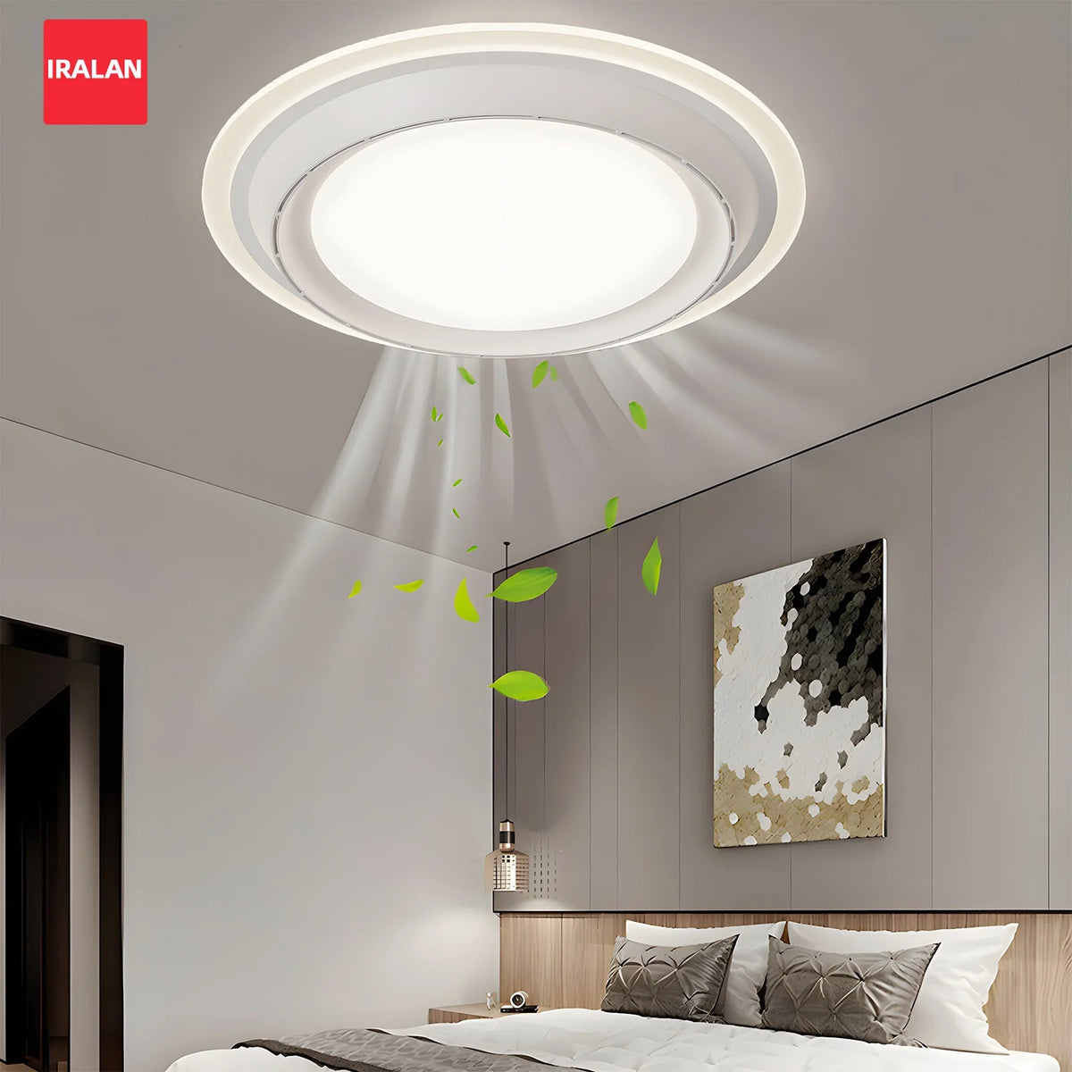 lampe plafonnier moderne ventilateur led blanc sans pale fonction télécommande