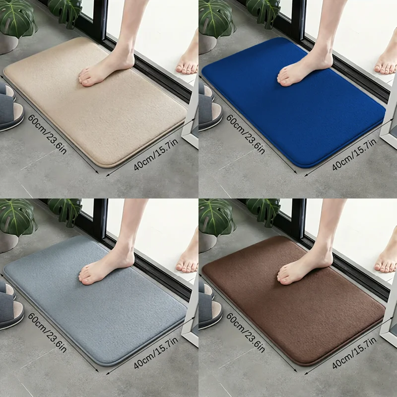 tapis sol absorbant polyester antidérapant salle bain beige bleu marine gris moderne